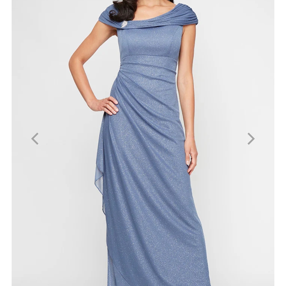 Alex Evenings One Shoulder Glitter Gown in Blue